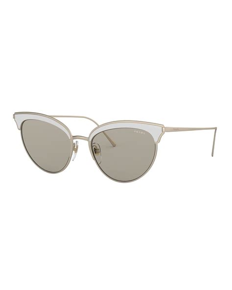 prada metal cat-eye sunglasses w/ contrast brows|Prada Metal Cat.